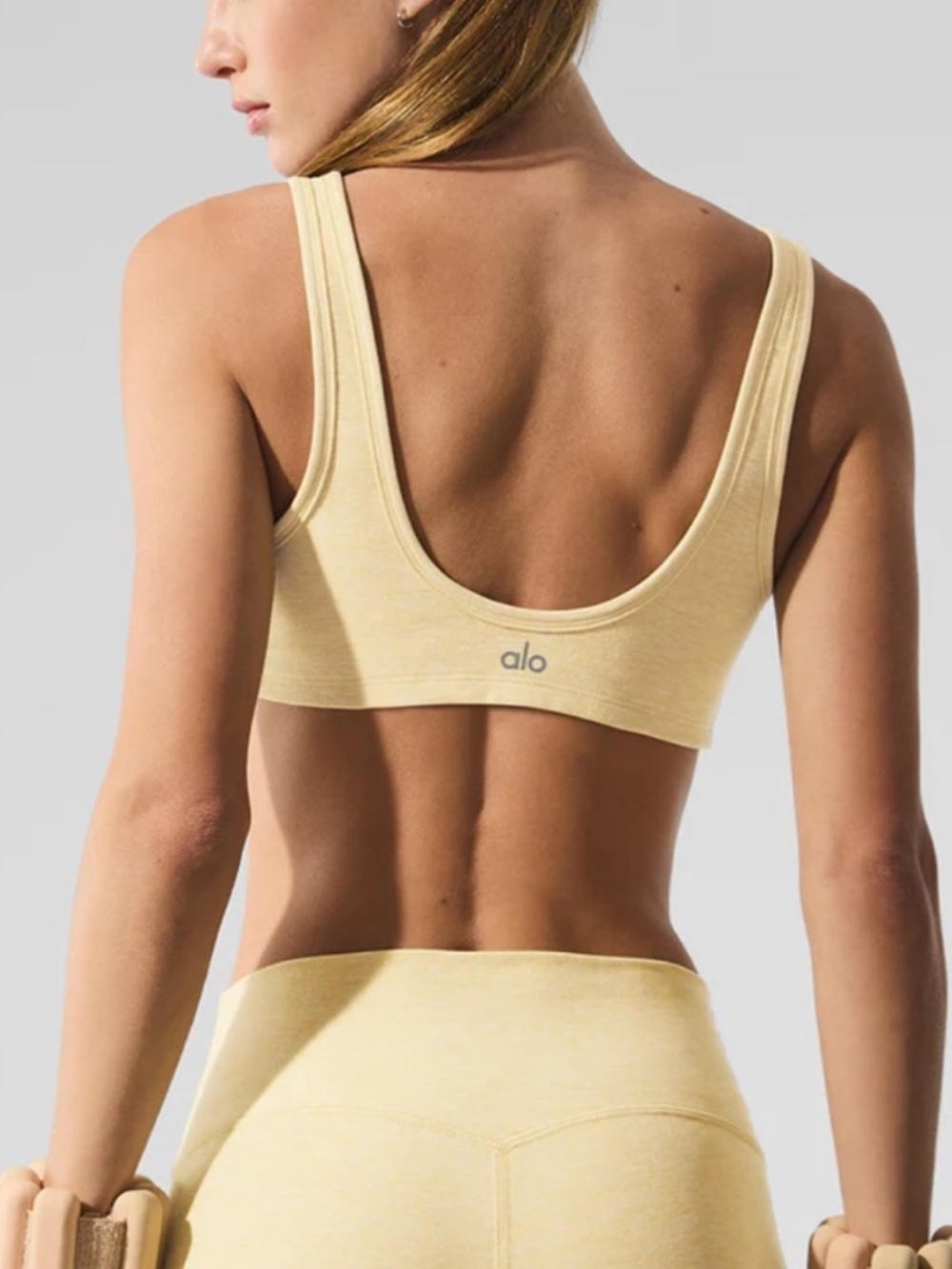 ALO Yoga Alosoft Center Stage Bra Warm Butter Yellow S